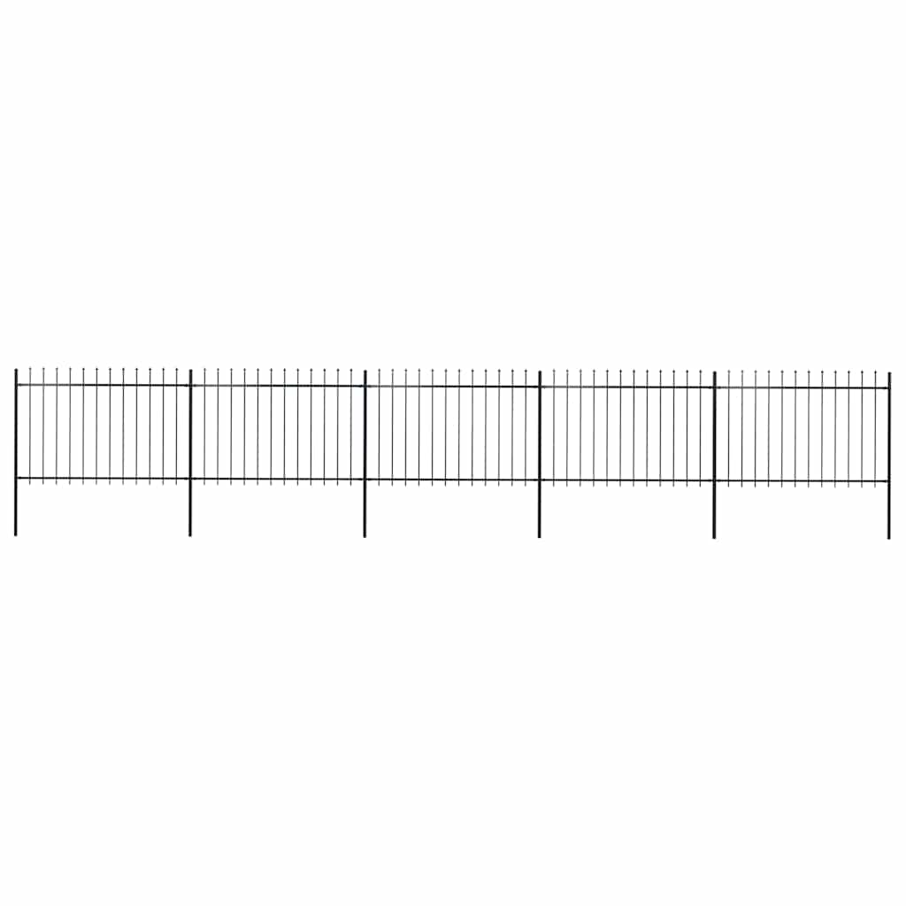 vidaXL Gartenzaun mit Speerspitzen Stahl 8,5 x 1,2 m Schwarz