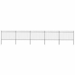 Zahradní plot s kopím nahoře ocelový 892,5 x 120 cm černý - obrázek 1