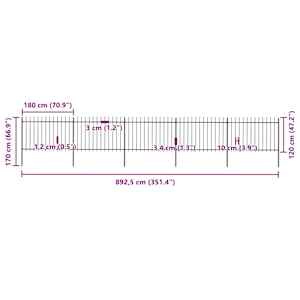 Zahradní plot s kopím nahoře ocelový 892,5 x 120 cm černý - obrázek 5