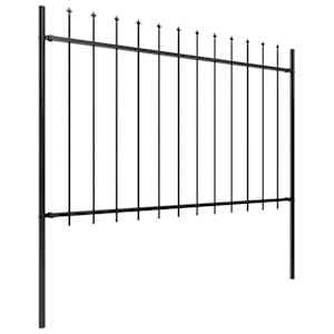 Zahradní plot s kopím nahoře ocelový 1070 x 120 cm černý - obrázek 2
