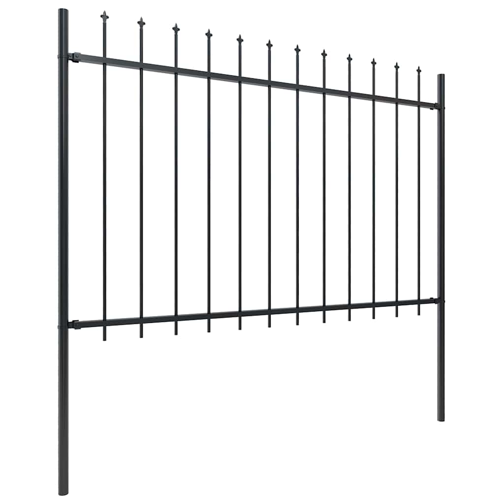 vidaXL Záhradný plot s vrchnou časťou z ocele 1248x120 cm čierny