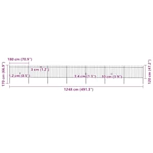 Zahradní plot s kopím nahoře ocelový 1248 x 120 cm černý - obrázek 5
