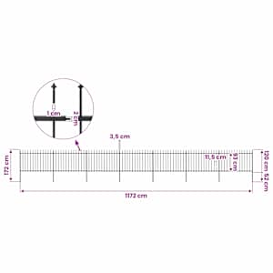 Zahradní plot s kopím nahoře ocelový 1172 x 120 cm černý - obrázek 5