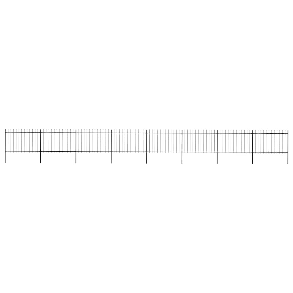 vidaXL Gartenzaun mit Speerspitzen Stahl 13,6 x 1,2 m Schwarz
