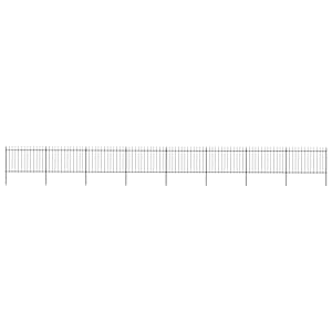 Zahradní plot s kopím nahoře ocelový 1426 x 120 cm černý - obrázek 1