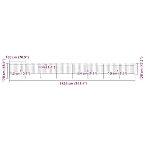Zahradní plot s kopím nahoře ocelový 1426 x 120 cm černý - obrázek 5