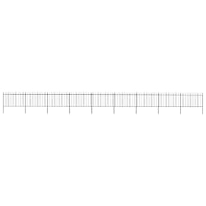 Zahradní plot s kopím nahoře ocelový 1603,5 x 120 cm černý - obrázek 1