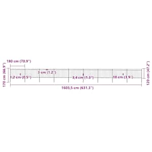 Zahradní plot s kopím nahoře ocelový 1603,5 x 120 cm černý - obrázek 5