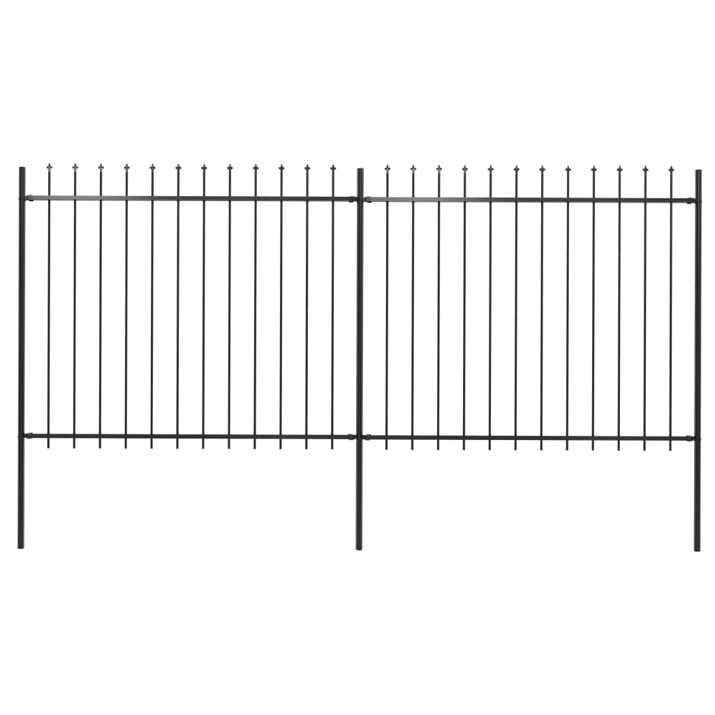 

vidaXL Garden Fence with Spear Top Steel 133.9"x59.1" Black