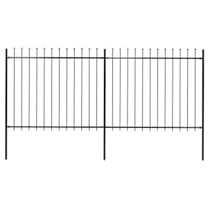 Zahradní plot s kopím nahoře ocelový 359 x 150 cm černý - obrázek 1