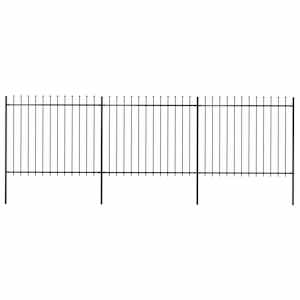 Zahradní plot s kopím nahoře ocelový 537 x 150 cm černý - obrázek 1