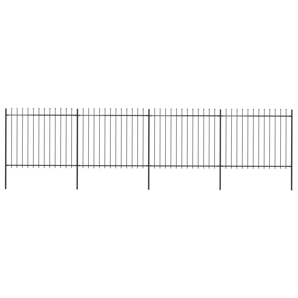 vidaXL Gard de grădină cu vârf suliță, negru, 6,8 x 1,5 m, oțel