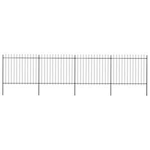 Zahradní plot s kopím nahoře ocelový 714,5 x 150 cm černý - obrázek 1