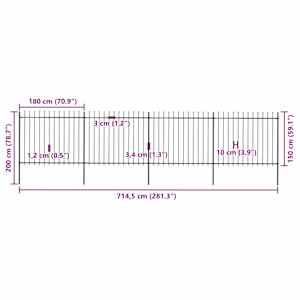 Zahradní plot s kopím nahoře ocelový 714,5 x 150 cm černý - obrázek 5