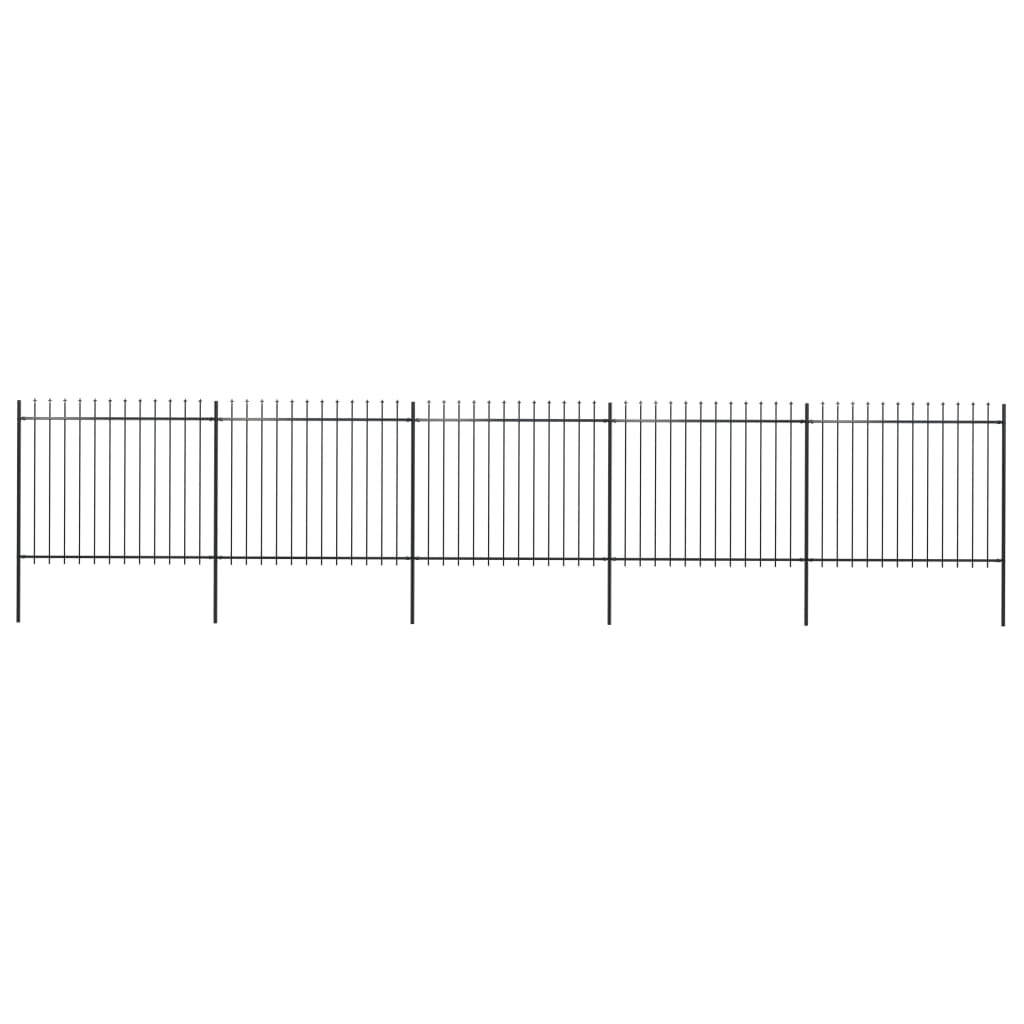 vidaXL Gard de grădină cu vârf suliță, negru, 8,5 x 1,5 m, oțel vidaXL