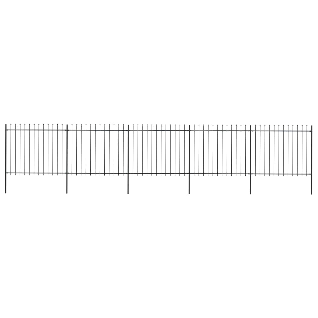 

vidaXL Garden Fence with Spear Top Steel 334.6"x59.1" Black