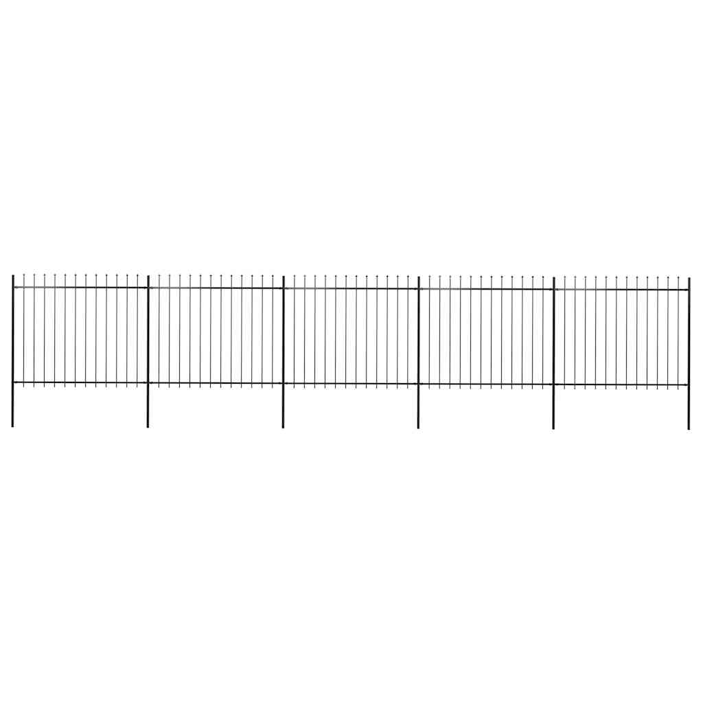 vidaXL Gartenzaun mit Speerspitze Stahl 892,5 x 150 cm Schwarz