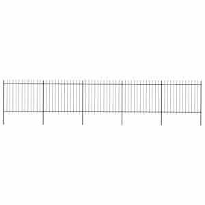 Zahradní plot s kopím nahoře ocelový 892,5 x 150 cm černý - obrázek 1