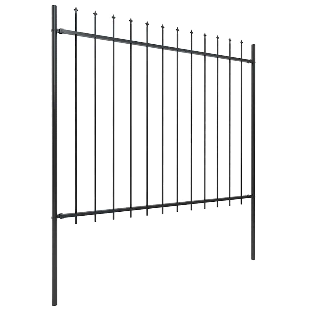 vidaXL fekete acélkerítés lándzsás tetejű szegéllyel 892,5 cm