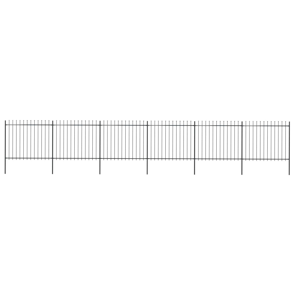 vidaXL Gard de grădină cu vârf suliță, negru, 10,2 m, oțel 102