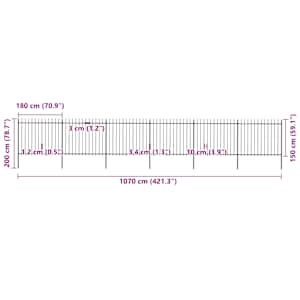 Zahradní plot s kopím nahoře ocelový 1070 x 150 cm černý - obrázek 5