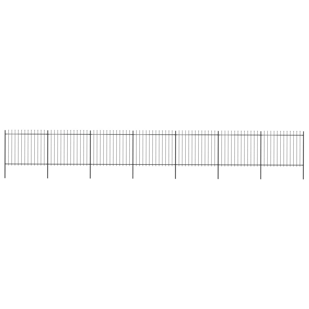 vidaXL Gard de grădină cu vârf suliță, negru, 11,9 x 1,5 m, oțel