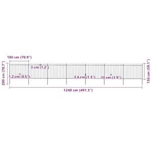 Zahradní plot s kopím nahoře ocelový 1248 x 150 cm černý - obrázek 5