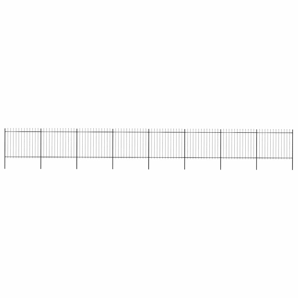 vidaXL Gartenzaun mit Speerspitzen Stahl 13,6 x 1,5 m Schwarz