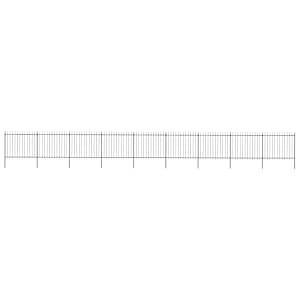 Zahradní plot s kopím nahoře ocelový 1603,5 x 150 cm černý - obrázek 1