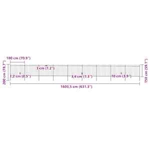 Zahradní plot s kopím nahoře ocelový 1603,5 x 150 cm černý - obrázek 5