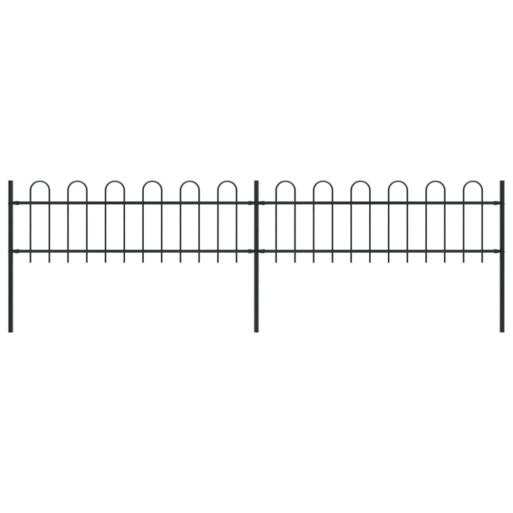 Zahradní plot s obloučky ocelový 3,4 x 0,6 m černý