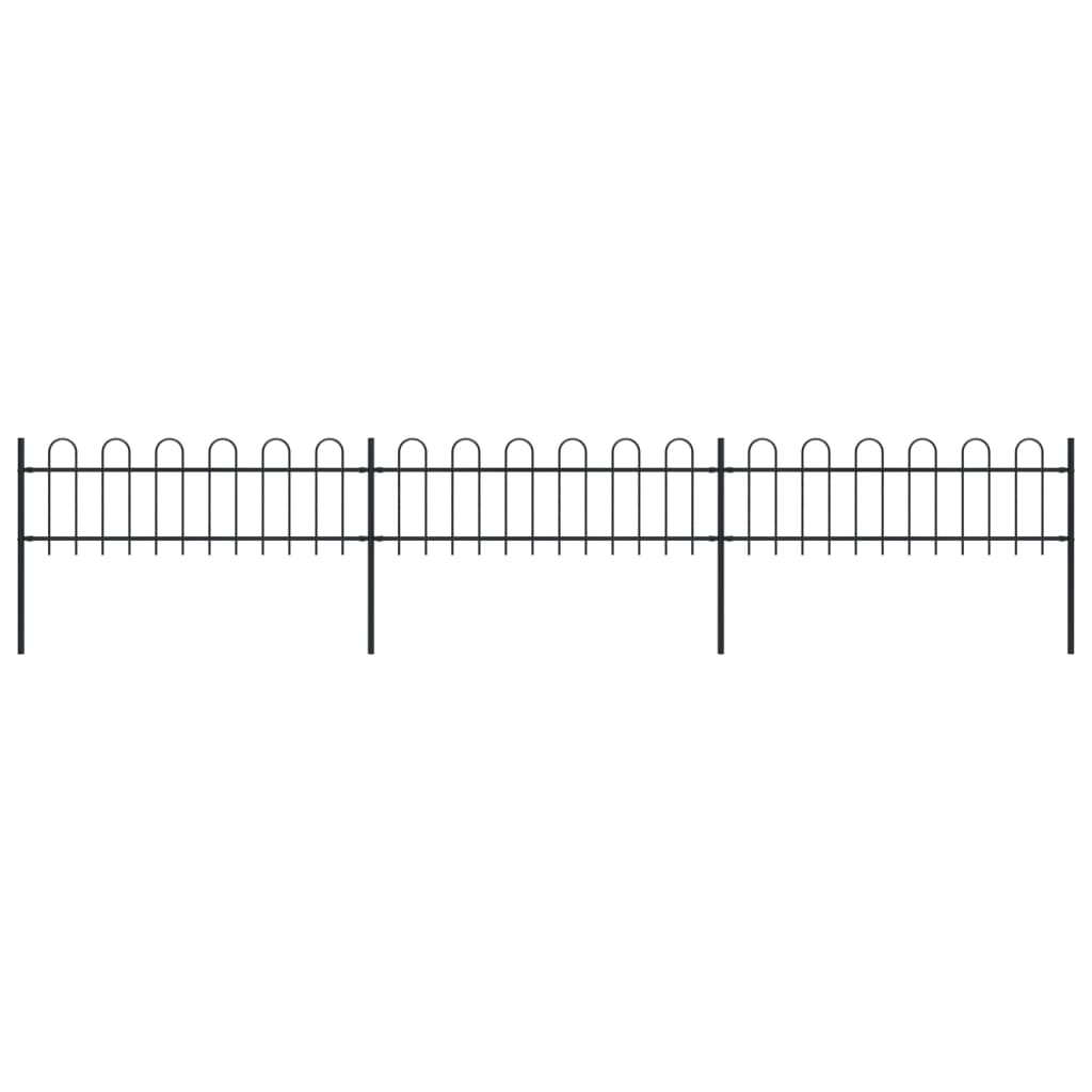 vidaXL Gard de grădină cu vârf curbat, negru, 5,1 x 0,6 m, oțel
