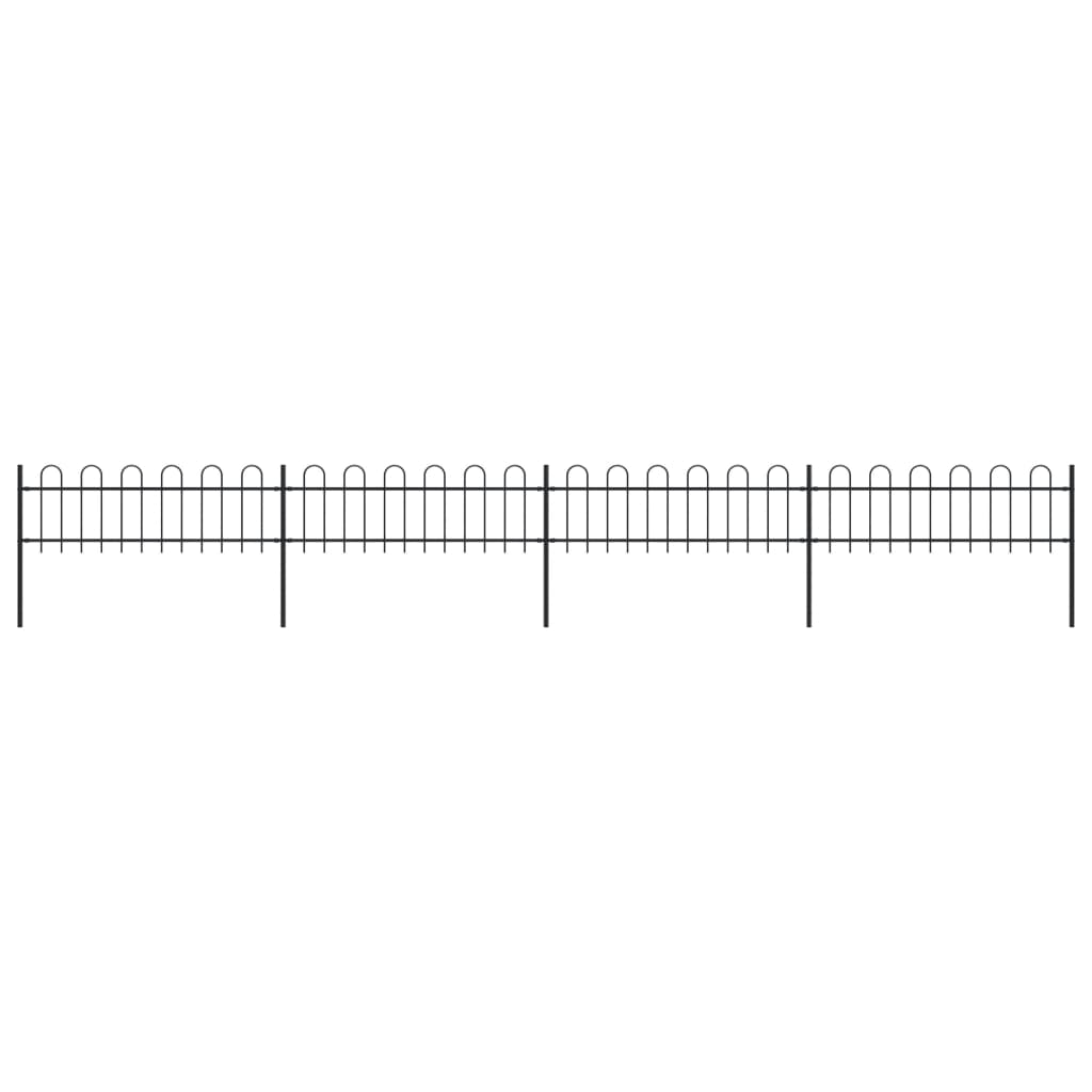 vidaXL Gard de grădină cu vârf curbat, negru, 6,8 x 0,6 m, oțel 