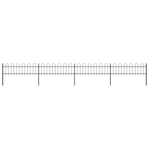 Zahradní plot s obloukem nahoře ocelový 714,5 x 60 cm černý - obrázek 1