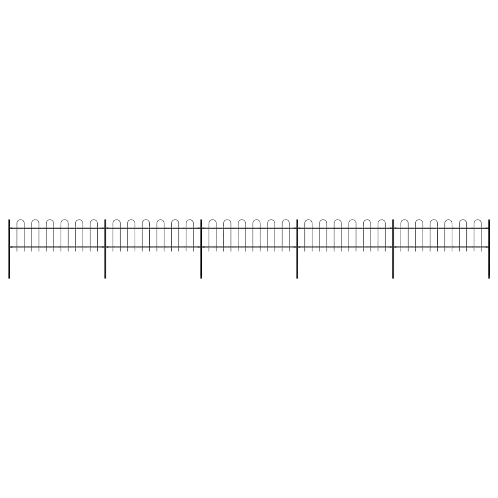 vidaXL Gard de grădină cu vârf circular din oțel, 892,5 x 60 cm, negru