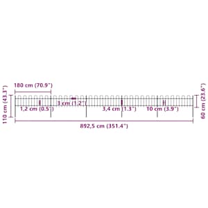 Zahradní plot s obloukem nahoře ocelový 892,5 x 60 cm černý - obrázek 5