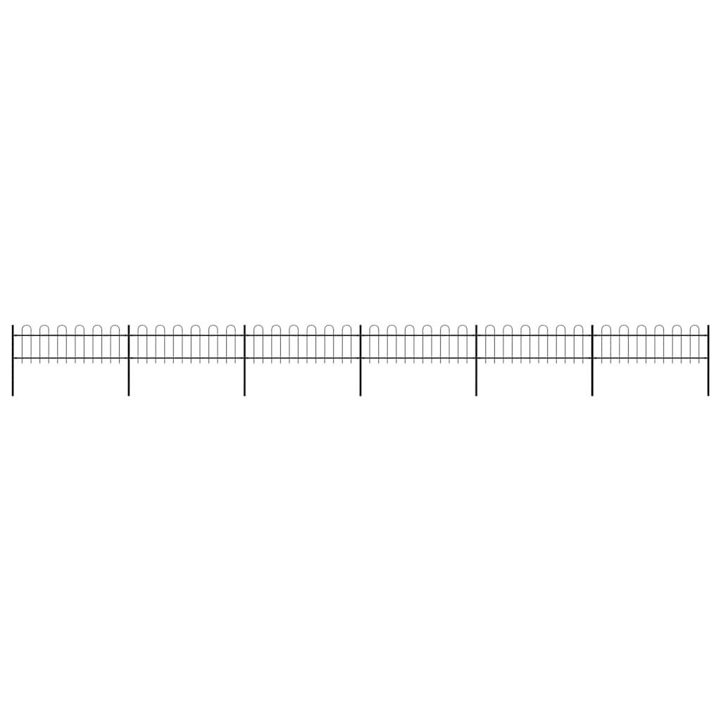 vidaXL Gartenzaun mit Bügel-Design Stahl 10,2 x 0,6 m Schwarz