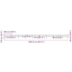 Zahradní plot s obloukem nahoře ocelový 1603,5 x 60 cm černý - obrázek 5