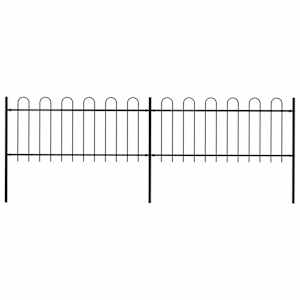 Zahradní plot s obloukem nahoře ocelový 359 x 80 cm černý - obrázek 1