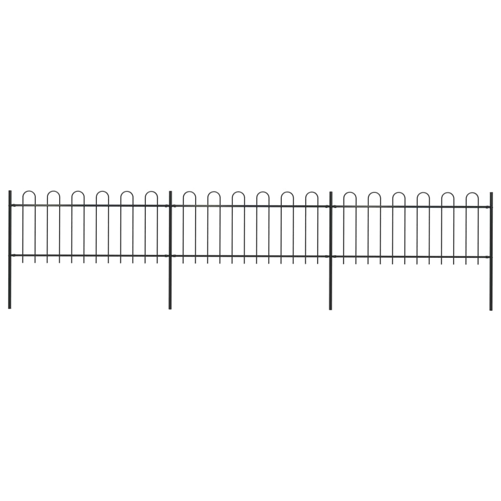 Zahradní plot s obloučky ocelový 5,1 x 0,8 m černý