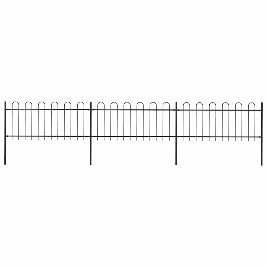 vidaXL Gartenzaun mit Bügel-Design Stahl 5,1 x 0,8 m Schwarz