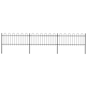 Zahradní plot s obloukem nahoře ocelový 537 x 80 cm černý - obrázek 1