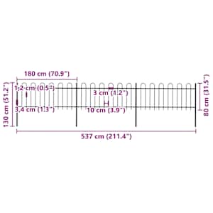 Zahradní plot s obloukem nahoře ocelový 537 x 80 cm černý - obrázek 5