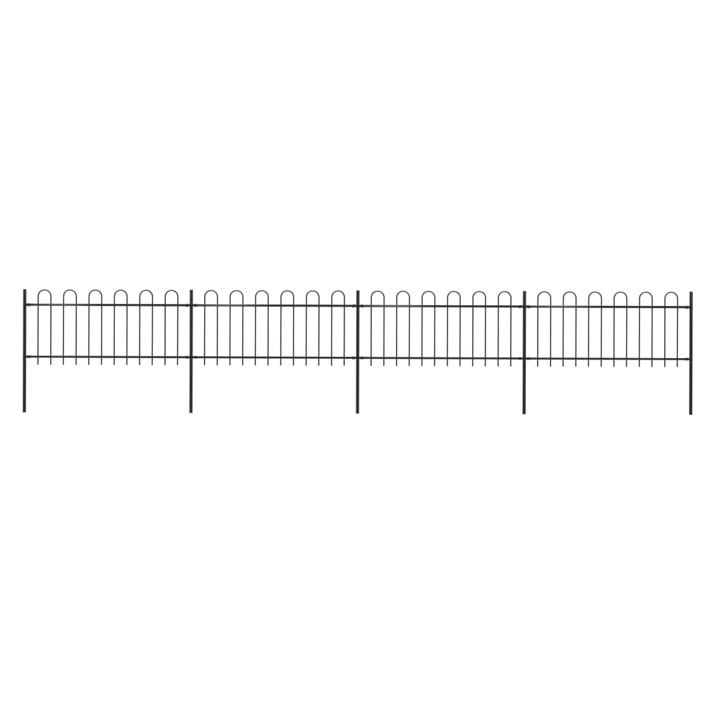 vidaXL Gard de grădină cu vârf curbat, negru, 6,8 x 0,8 m, oțel 