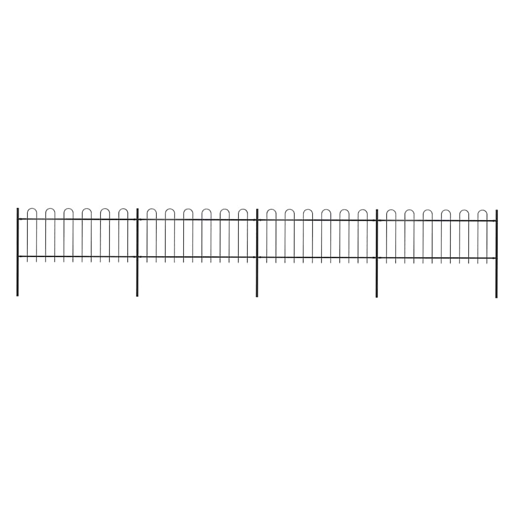 vidaXL Gartenzaun mit Rundbogen Stahl 714,5 x 80 cm Schwarz