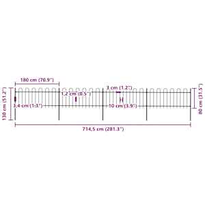 Zahradní plot s obloukem nahoře ocelový 714,5 x 80 cm černý - obrázek 5