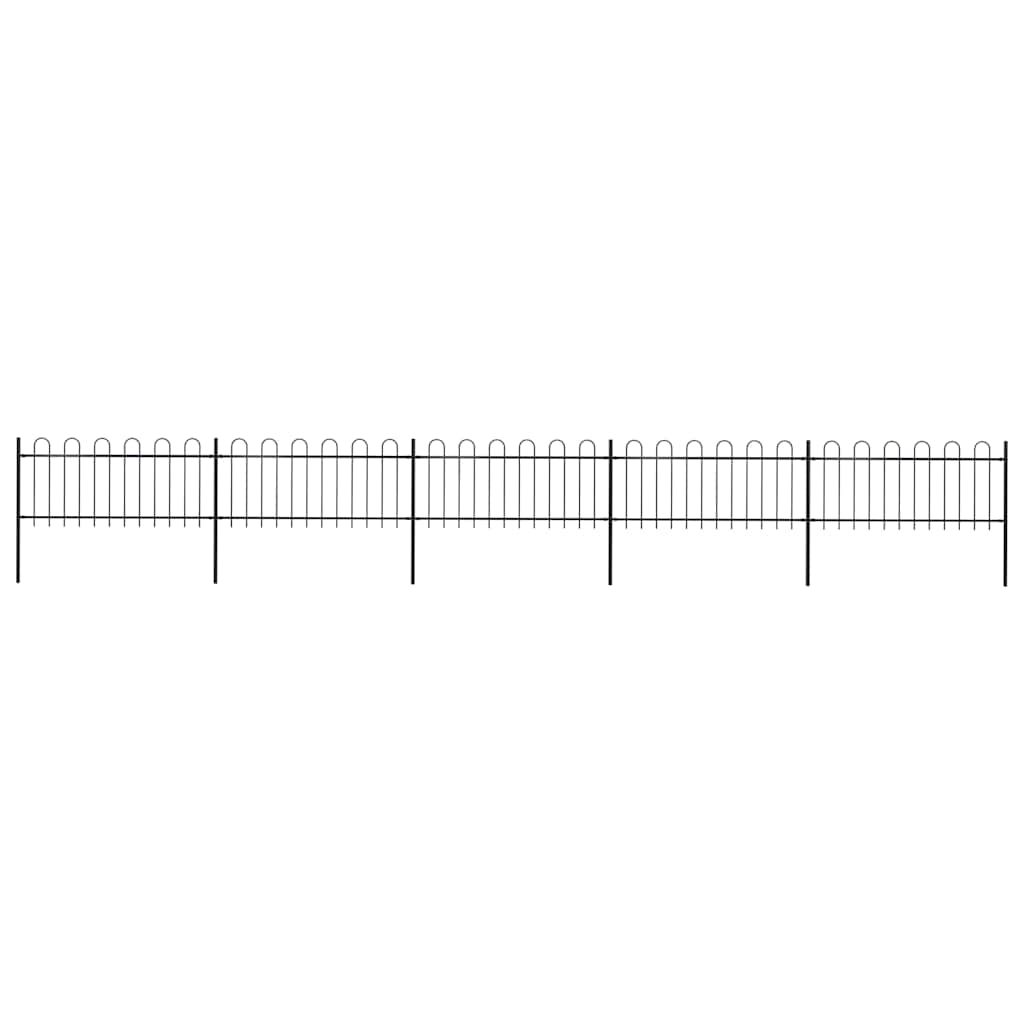 vidaXL Gartenzaun mit Bügel-Design Stahl 8,5 x 0,8 m Schwarz