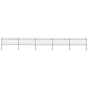 Vrtna ograja z obročem na vrhu jeklo 892,5 x 80 cm črna