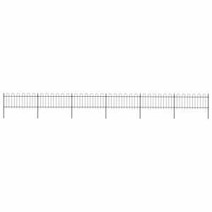 Vrtna ograja z obročem na vrhu jeklo 1070x80 cm črna