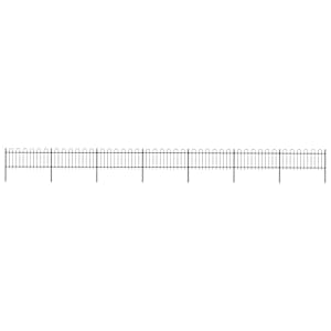 Vrtna ograja z obročem na vrhu jeklo 1248x80 cm črna